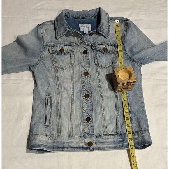 MARKET & SPRUCE Denim Button Up Jean Jacket Womens XS Blue stretch western chic - Picture 3 of 7